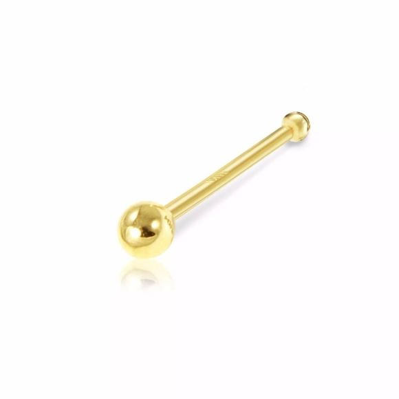 14K SOLID Yellow Gold Ball Nose Stud Ring - Picture 2 of 2